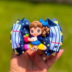 Blue and White Kids Toy Hair Bow